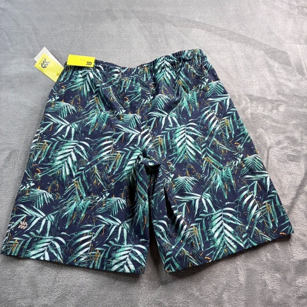 NWT All In Motion Hybrid Shorts Size Youth XL‎ Blue Green 9" Inseam Palm Leaves